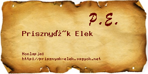 Prisznyák Elek névjegykártya